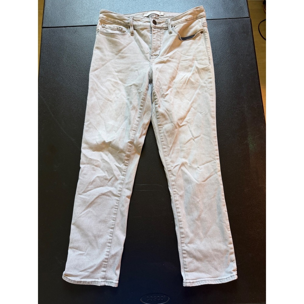 Athleta Sculptek Straight Leg Jeans Light Grey Stretch Denim Size 8
